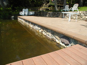 Natural Stone Bulkhead Completed, Finished Patio, Wall Cap